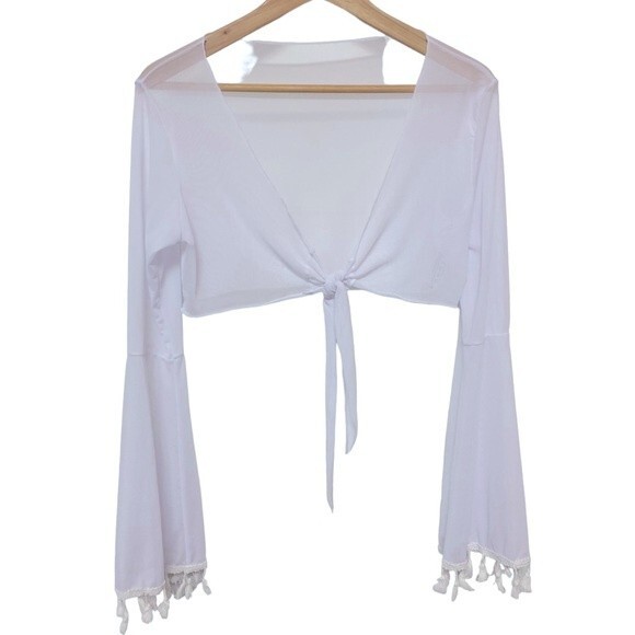 Unbranded Sheer Boa Tie Top - Picture 1 of 5